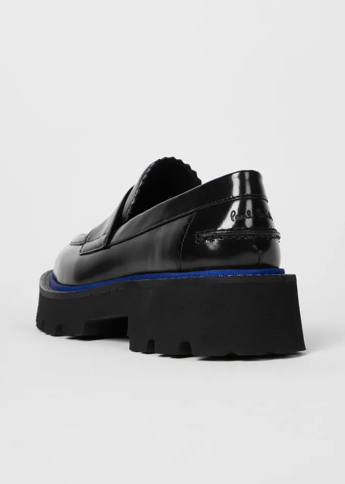 Womens Paul Smith Flats Black Chunky High Shine 039Magpie039 Leather Loafers Womens Paul Smith Flats Black Chunky High Shine 039Magpie039 Leather Loafers