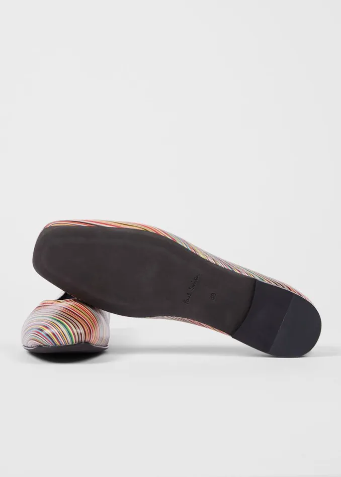 Womens Paul Smith Flats Signature Stripe Leather 039Topanga039 Ballet Flats Womens Paul Smith Flats Signature Stripe Leather 039Topanga039 Ballet Flats
