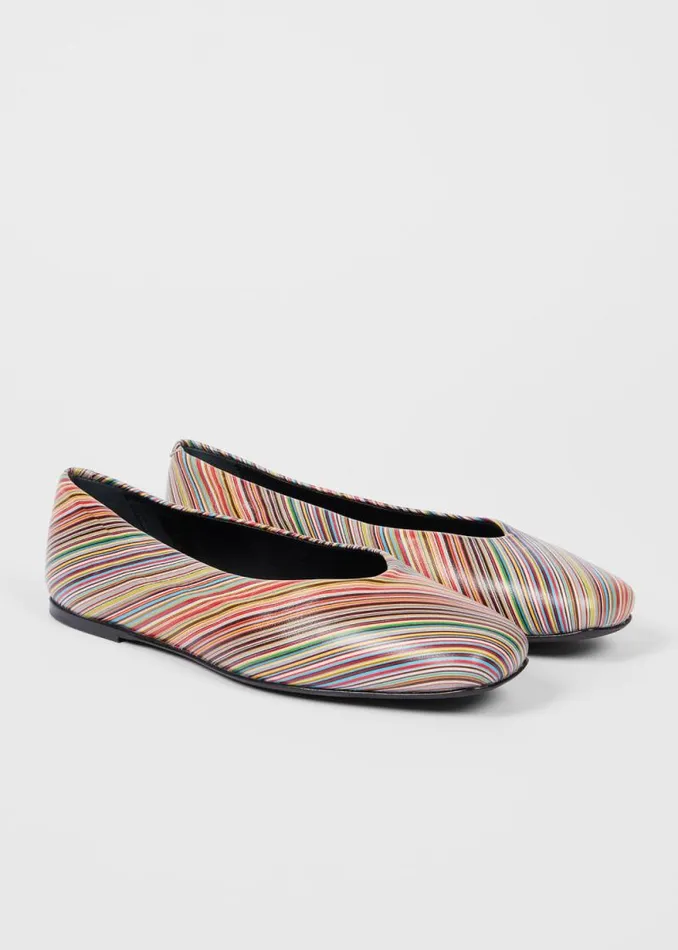 Womens Paul Smith Flats Signature Stripe Leather 039Topanga039 Ballet Flats Womens Paul Smith Flats Signature Stripe Leather 039Topanga039 Ballet Flats