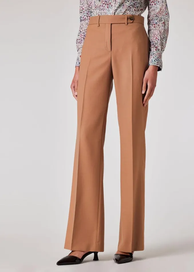 Womens Paul Smith Pants 039A Suit To Travel In039 8211 Taupe Wool Bootcut Trousers