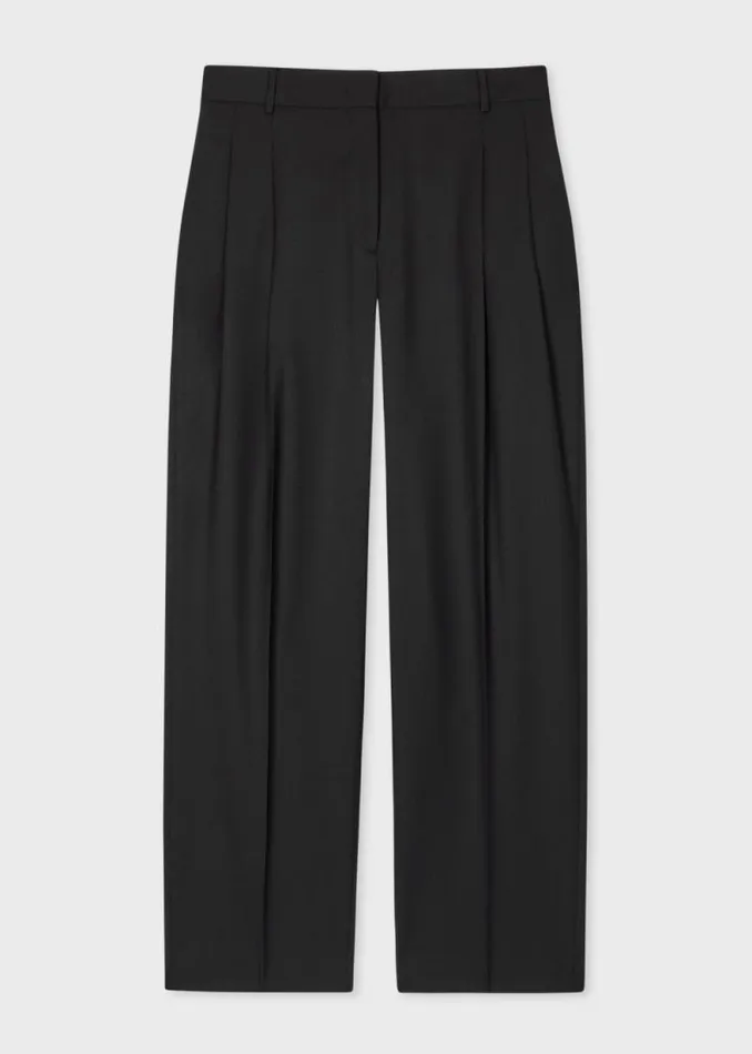 Womens Paul Smith Pants 039A Suit To Travel In039 Black Wool Twill Pleated Trousers Womens Paul Smith Pants 039A Suit To Travel In039 Black Wool Twill Pleated Trousers