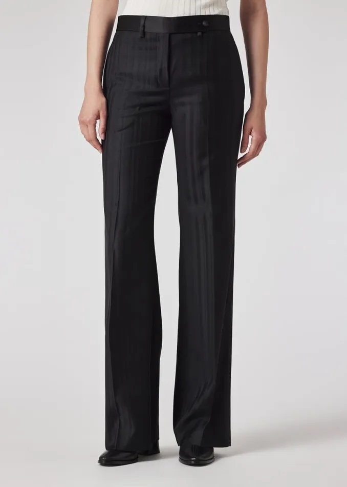 Womens Paul Smith Pants Black 039Shadow Stripe039 Wool Bootcut Trousers