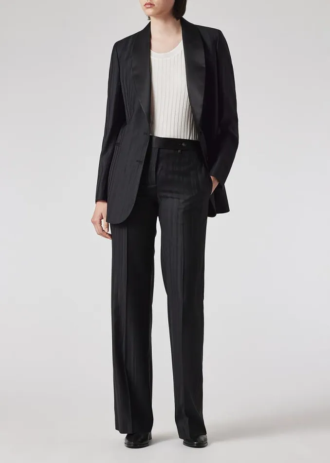 Womens Paul Smith Pants Black 039Shadow Stripe039 Wool Bootcut Trousers Womens Paul Smith Pants Black 039Shadow Stripe039 Wool Bootcut Trousers