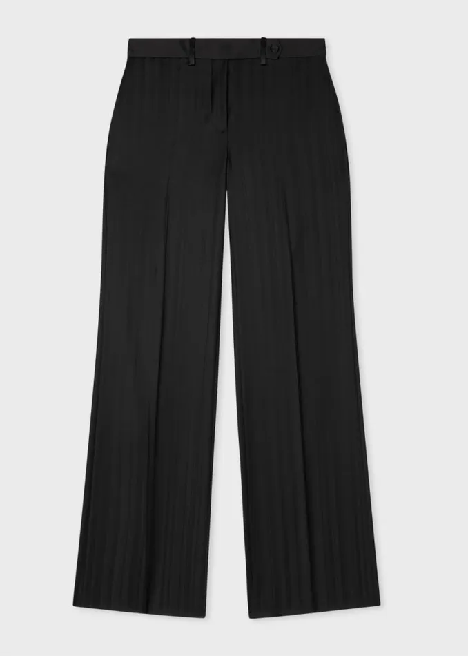 Womens Paul Smith Pants Black 039Shadow Stripe039 Wool Bootcut Trousers Womens Paul Smith Pants Black 039Shadow Stripe039 Wool Bootcut Trousers