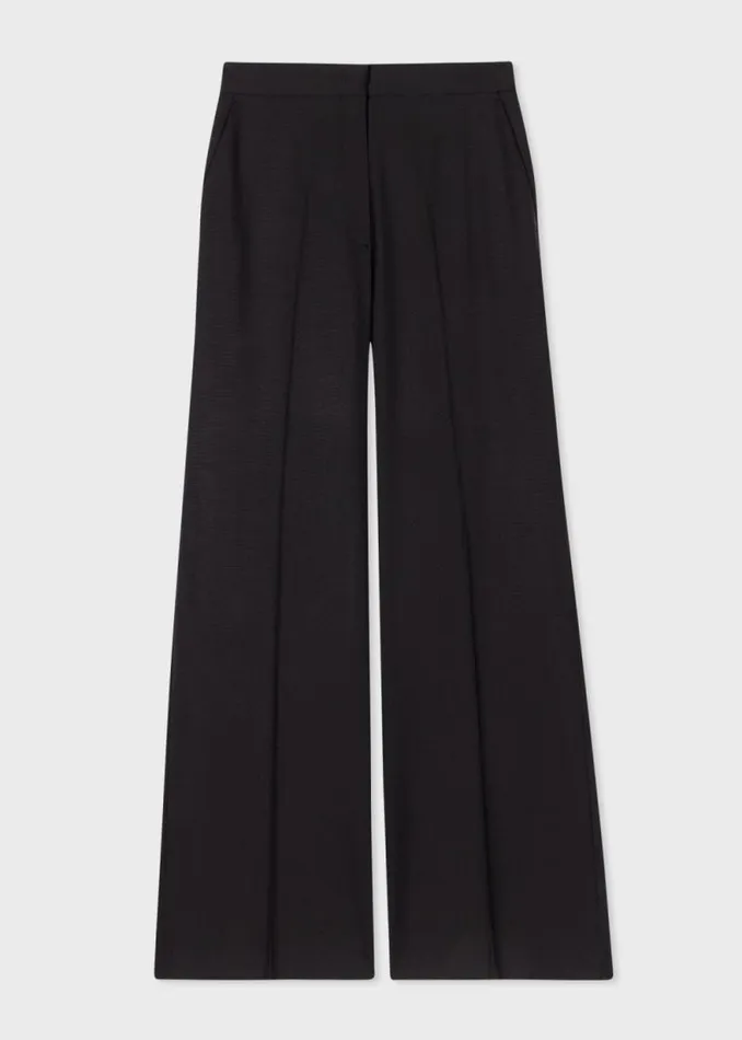 Womens Paul Smith Pants Black Wool WideLeg Pants Womens Paul Smith Pants Black Wool WideLeg Pants