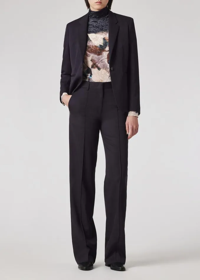 Womens Paul Smith Pants Dark Purple Wool Gabardine Trousers