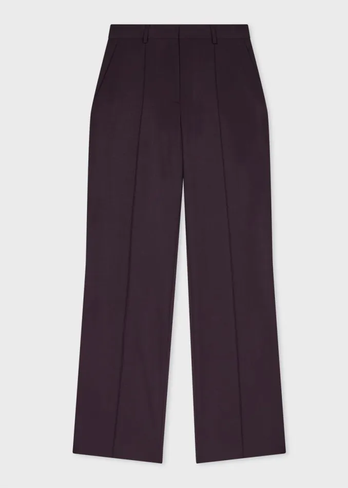 Womens Paul Smith Pants Dark Purple Wool Gabardine Trousers