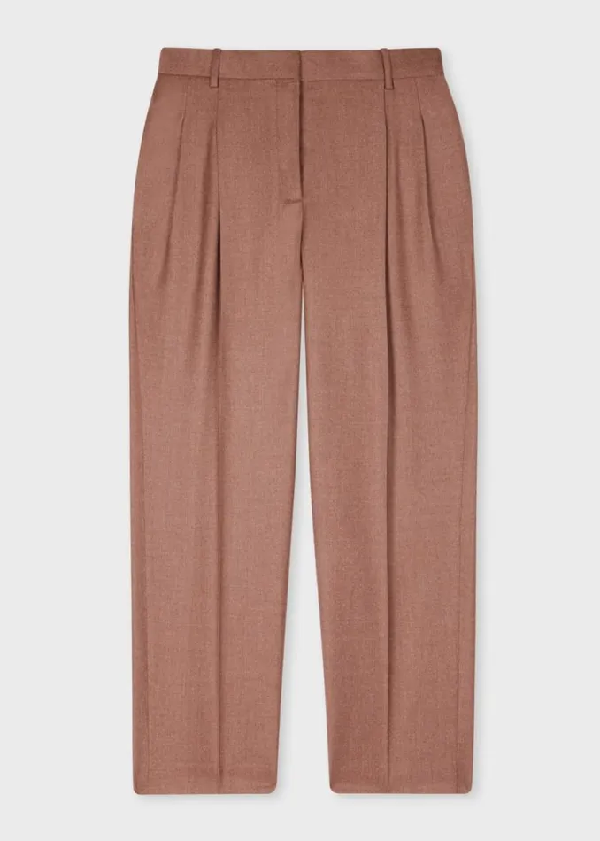 Womens Paul Smith Pants Dusty Rose WoolCashmere Flannel Pleated Trousers
