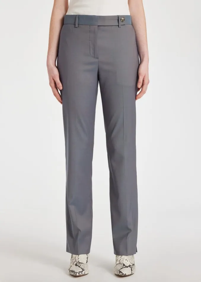 Womens Paul Smith Pants Grey Wool SlimFit Pants