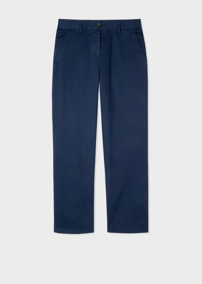 Womens Paul Smith Pants Navy Blue StretchCotton Chinos