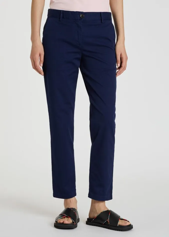 Womens Paul Smith Pants Navy StretchCotton Chinos