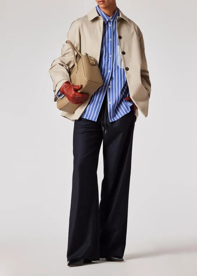 Womens Paul Smith Pants Navy WoolBlend Flannel Wide Leg Trousers Womens Paul Smith Pants Navy WoolBlend Flannel Wide Leg Trousers