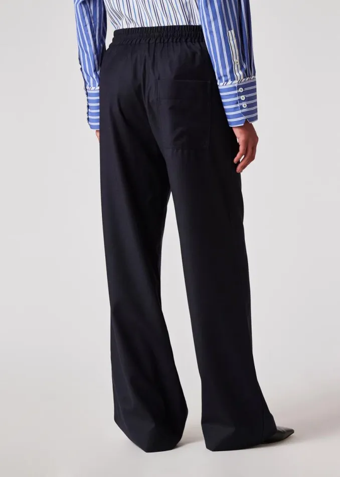 Womens Paul Smith Pants Navy WoolBlend Flannel Wide Leg Trousers Womens Paul Smith Pants Navy WoolBlend Flannel Wide Leg Trousers