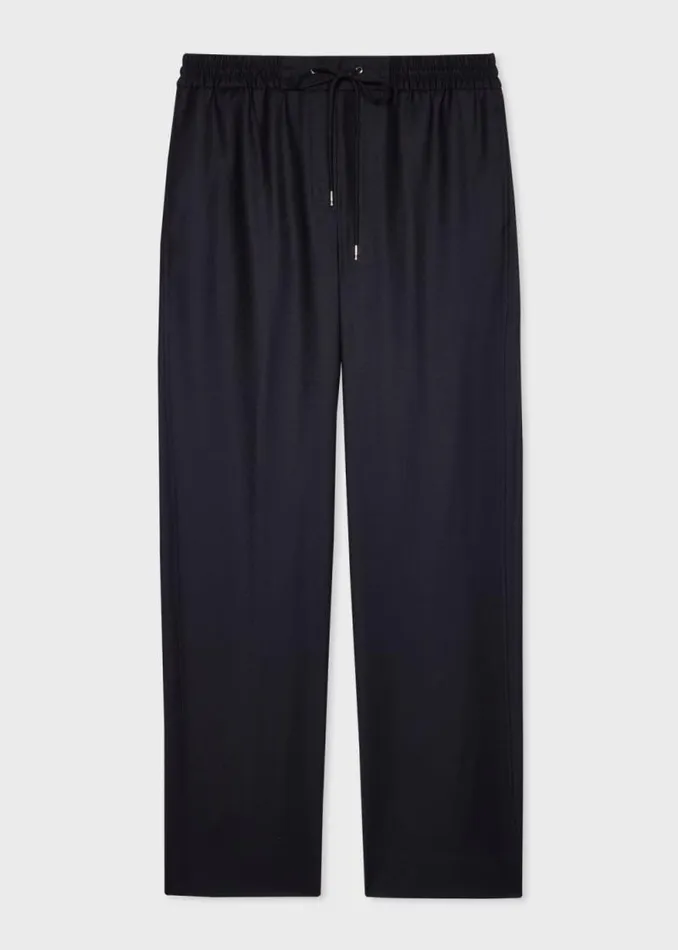 Womens Paul Smith Pants Navy WoolBlend Flannel Wide Leg Trousers Womens Paul Smith Pants Navy WoolBlend Flannel Wide Leg Trousers