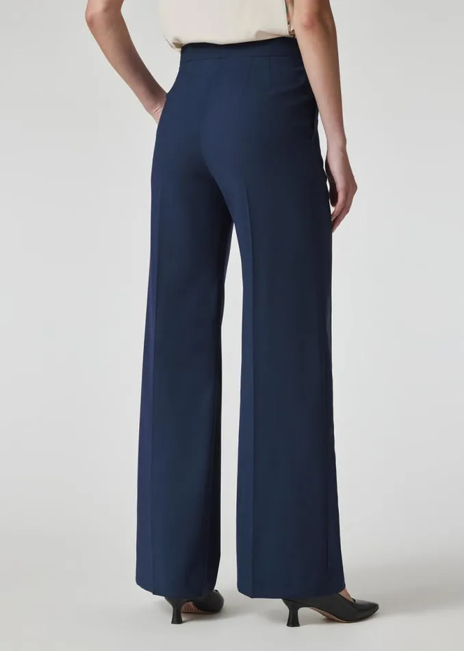 Womens Paul Smith Pants Navy WoolHopsack Wide Leg Pants Womens Paul Smith Pants Navy WoolHopsack Wide Leg Pants