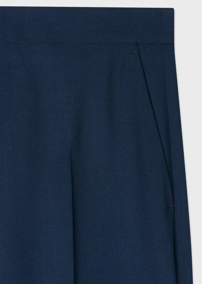 Womens Paul Smith Pants Navy WoolHopsack Wide Leg Pants Womens Paul Smith Pants Navy WoolHopsack Wide Leg Pants