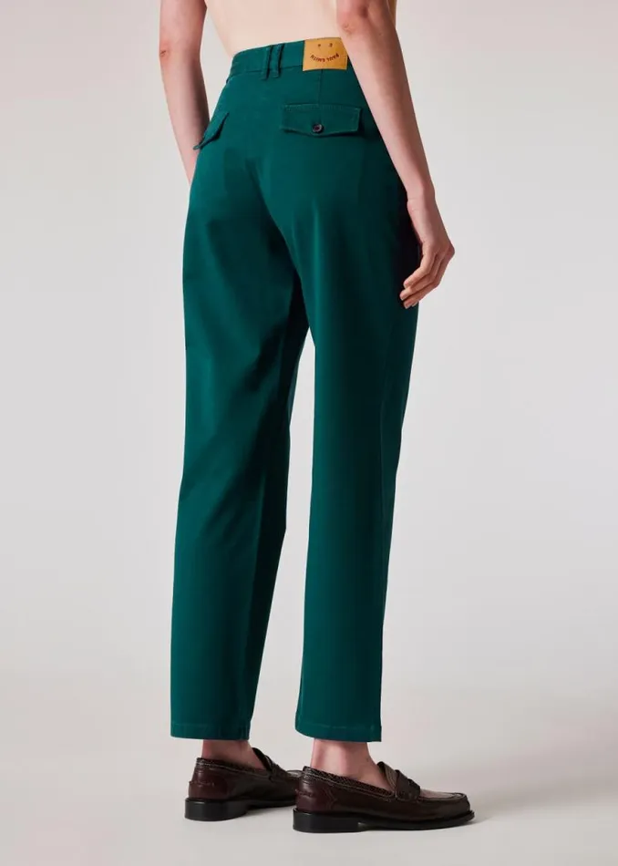 Womens Paul Smith Pants Peacock Blue StretchCotton SlimFit Chinos Womens Paul Smith Pants Peacock Blue StretchCotton SlimFit Chinos