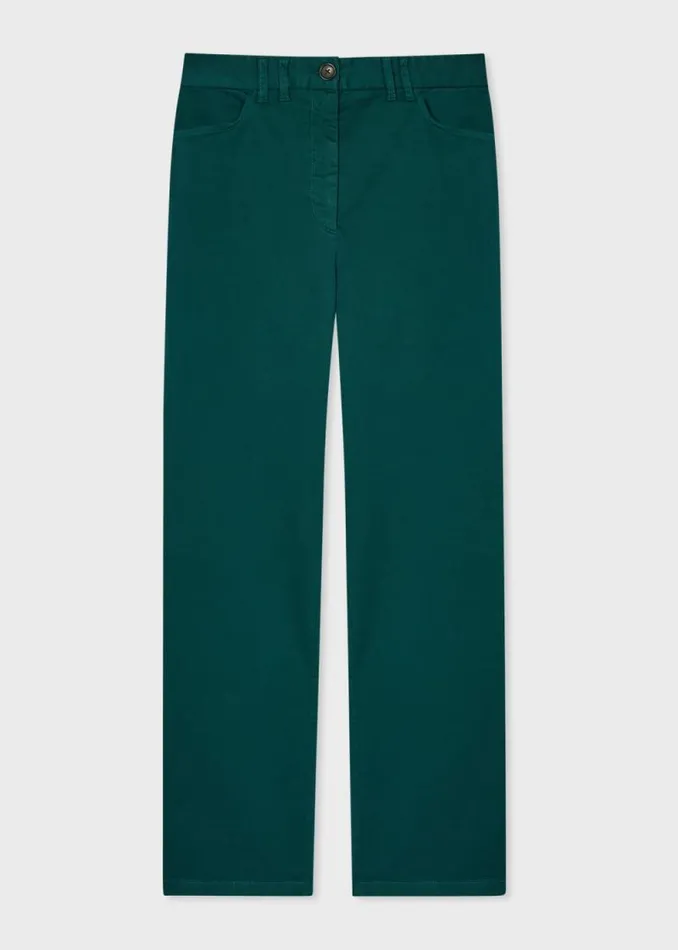 Womens Paul Smith Pants Peacock Blue StretchCotton SlimFit Chinos Womens Paul Smith Pants Peacock Blue StretchCotton SlimFit Chinos