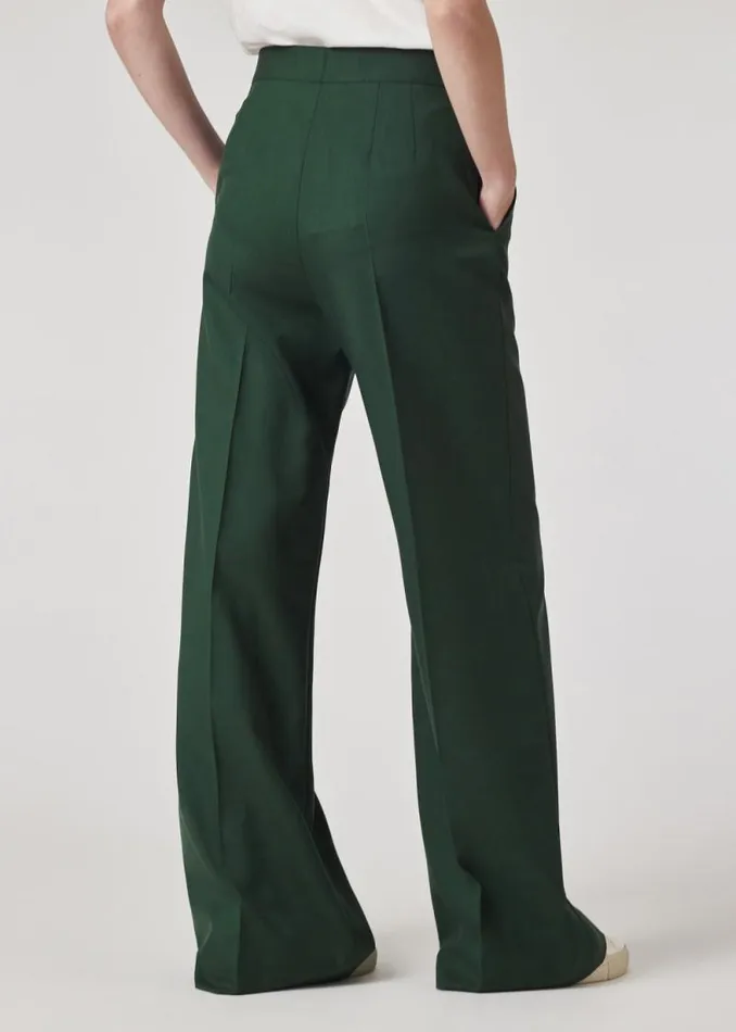Womens Paul Smith Pants Pine Green Wool WideLeg Trousers Womens Paul Smith Pants Pine Green Wool WideLeg Trousers
