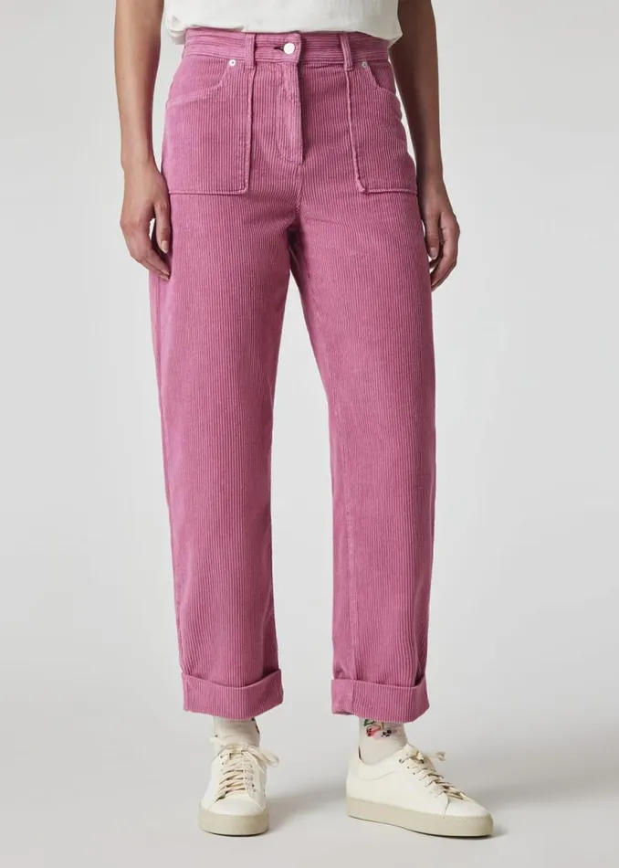 Womens Paul Smith Pants Pink Corduroy Barrel Leg Trousers