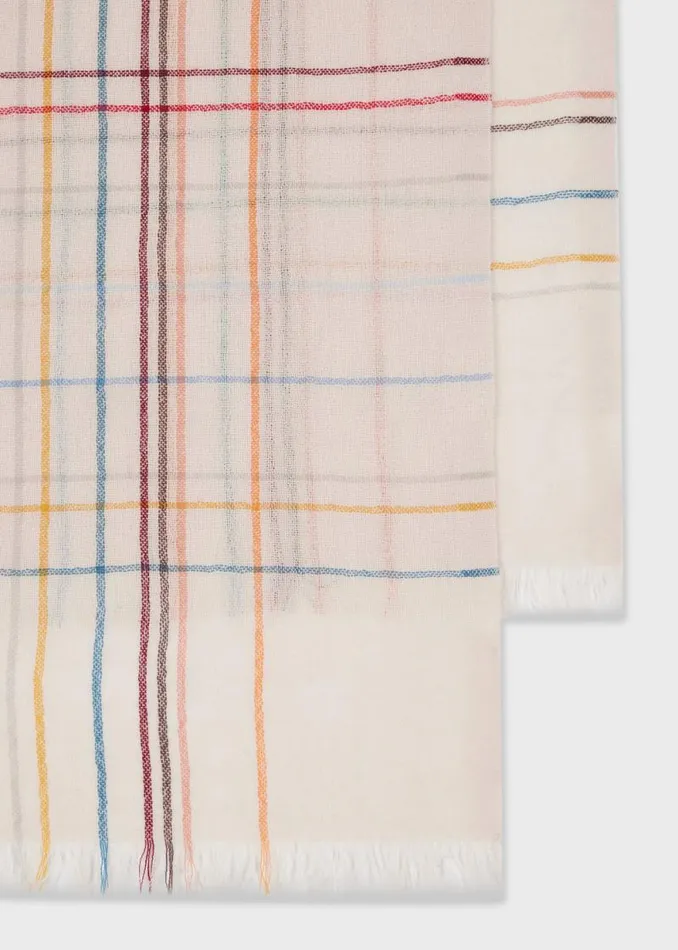 Womens Paul Smith Scarves Ecru Broken 039Signature Stripe039 Check Scarf Womens Paul Smith Scarves Ecru Broken 039Signature Stripe039 Check Scarf