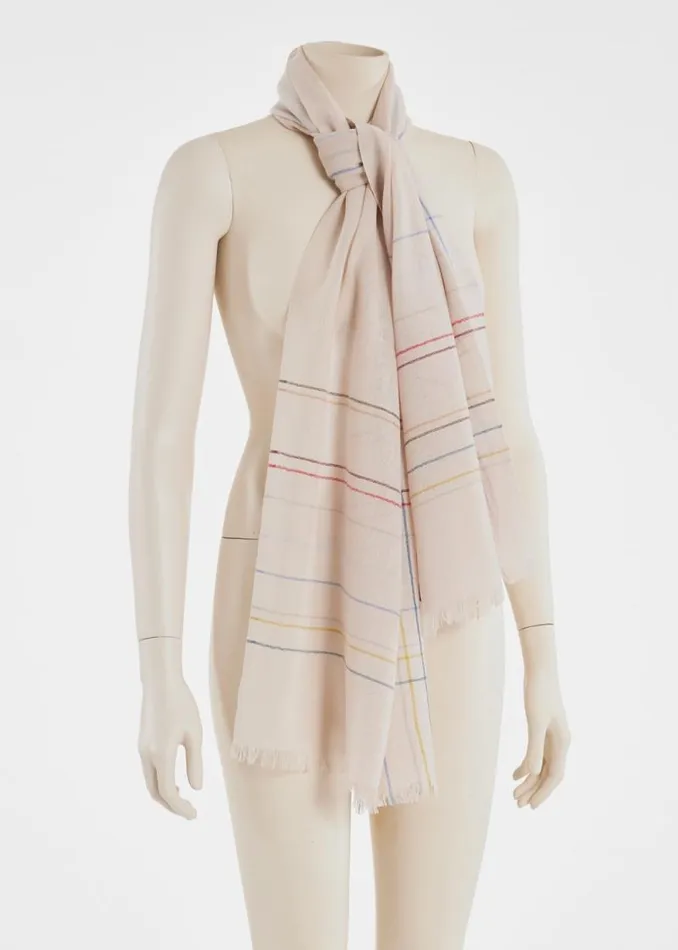Womens Paul Smith Scarves Ecru Broken 039Signature Stripe039 Check Scarf Womens Paul Smith Scarves Ecru Broken 039Signature Stripe039 Check Scarf