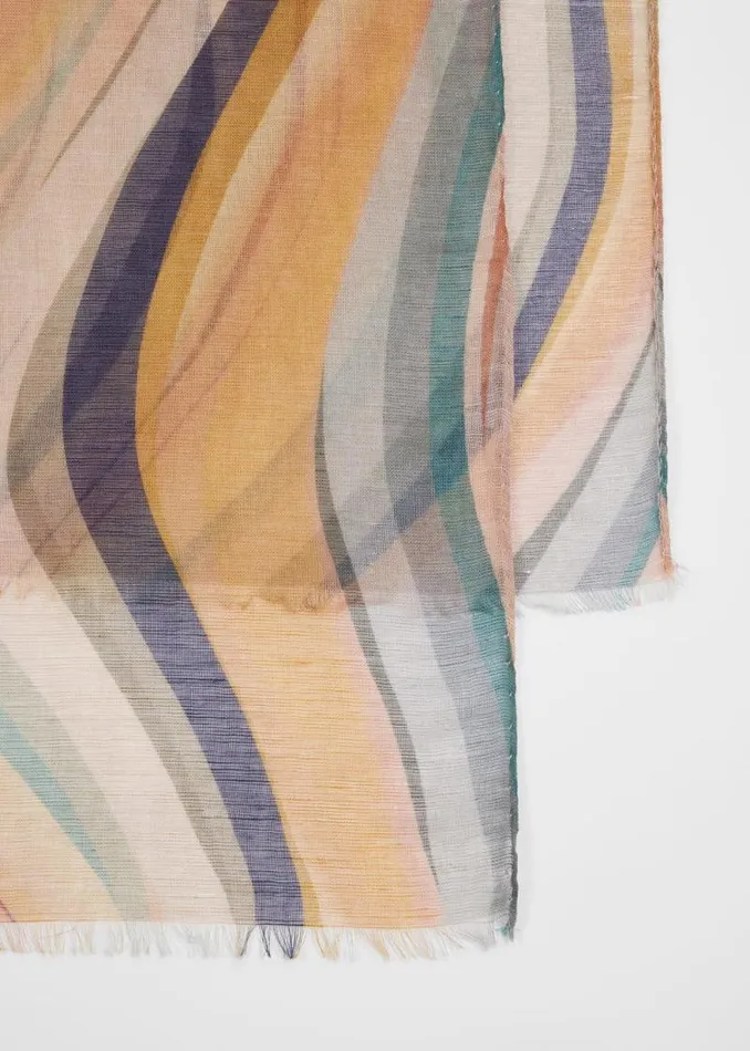 Womens Paul Smith Scarves LinenBlend 039Swirl039 Scarf Womens Paul Smith Scarves LinenBlend 039Swirl039 Scarf