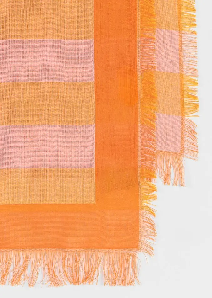 Womens Paul Smith Scarves Orange Horizontal Stripe Logo Scarf Womens Paul Smith Scarves Orange Horizontal Stripe Logo Scarf