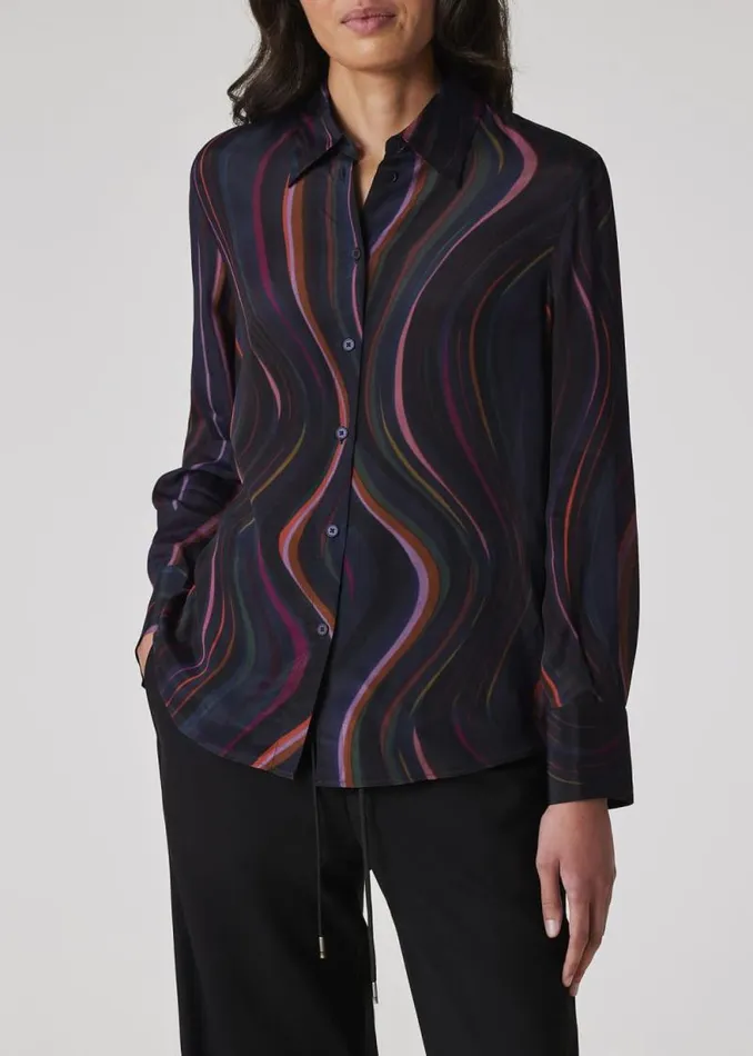 Womens Paul Smith Shirts 039Midnight Swirl039 Satin Georgette Shirt