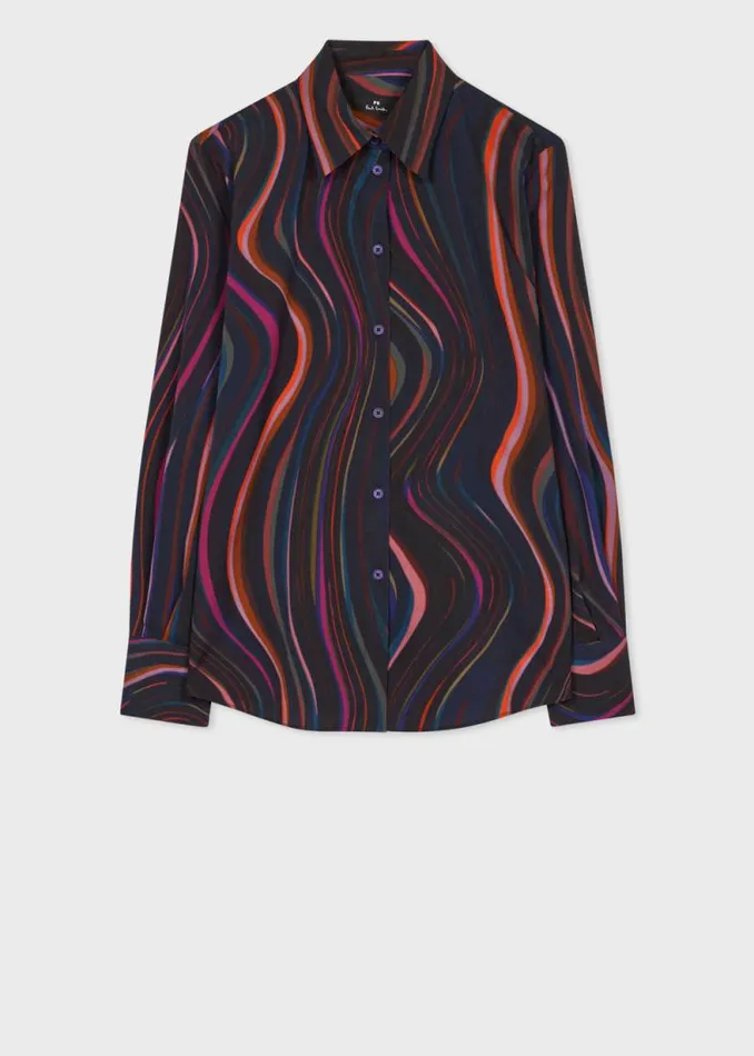 Womens Paul Smith Shirts 039Midnight Swirl039 Satin Georgette Shirt