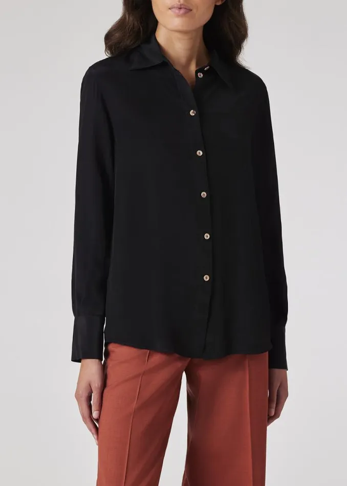 Womens Paul Smith Shirts Black SilkBlend Blouse