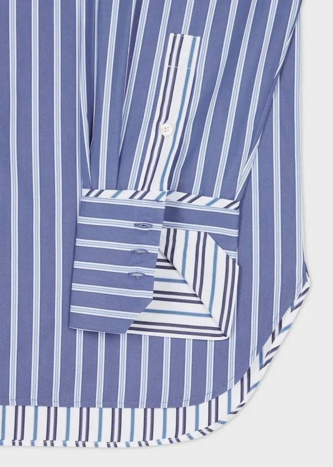 Womens Paul Smith Shirts Blue Contrast Stripe Cotton Shirt Womens Paul Smith Shirts Blue Contrast Stripe Cotton Shirt