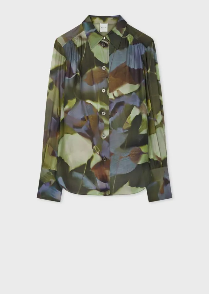 Womens Paul Smith Shirts Green Silk 039Solar039 Shirt