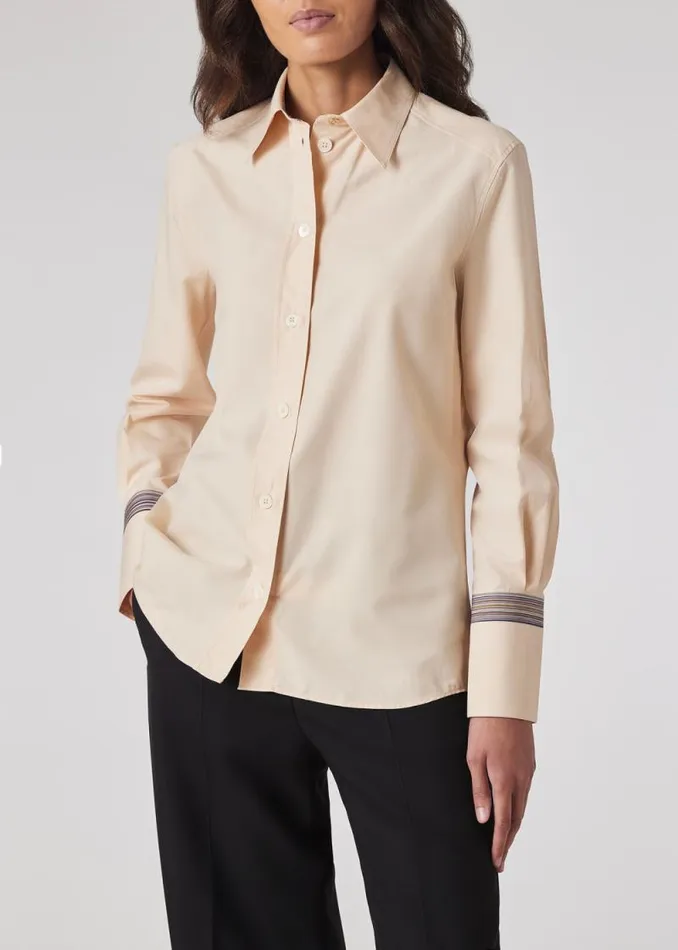 Womens Paul Smith Shirts Light Pink 039Signature Stripe039 Cuff Cotton Shirt