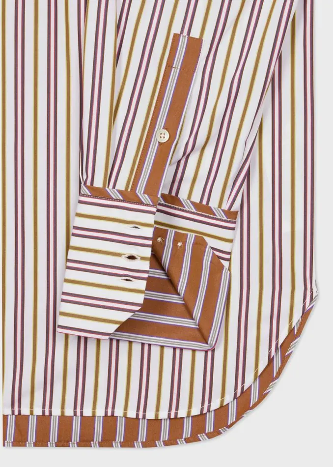 Womens Paul Smith Shirts Tan Contrast Stripe Cotton Shirt Womens Paul Smith Shirts Tan Contrast Stripe Cotton Shirt