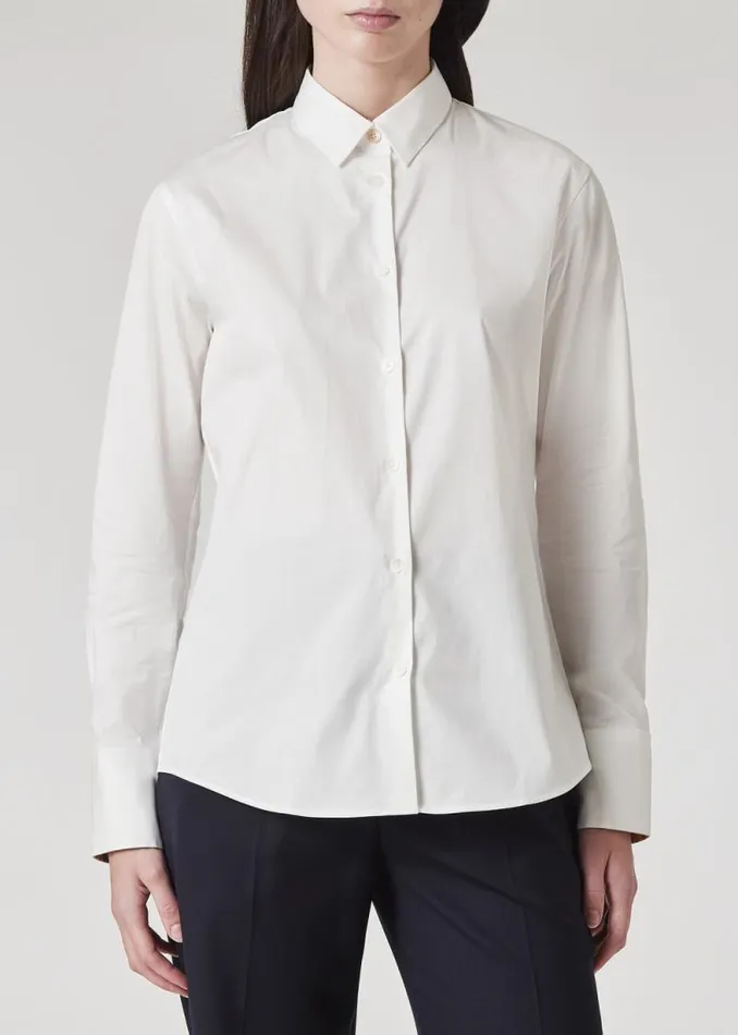 Womens Paul Smith Shirts White StretchCotton 039Swirl039 Cuff Shirt
