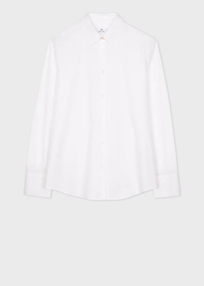 Womens Paul Smith Shirts White StretchCotton 039Swirl039 Cuff Shirt