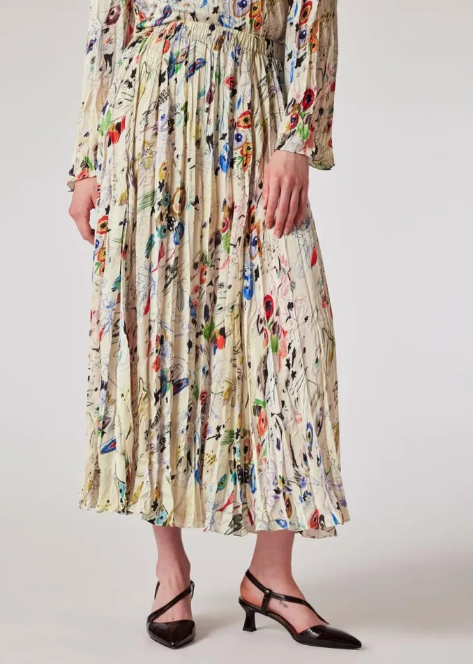Womens Paul Smith Skirts and Shorts 039Sketchbook Botanical039 Crinkle Skirt Womens Paul Smith Skirts and Shorts 039Sketchbook Botanical039 Crinkle Skirt