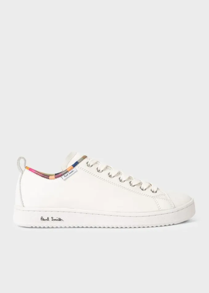 Womens Paul Smith Sneakers White Leather 039Miyata039 Sneakers With 039Swirl039 Trim