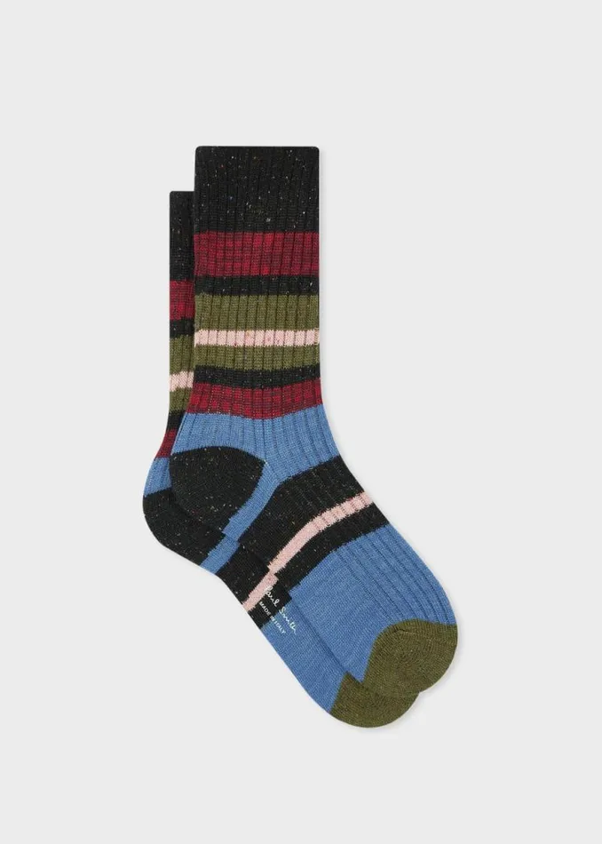 Womens Paul Smith Socks Black Speckled Stripe Socks