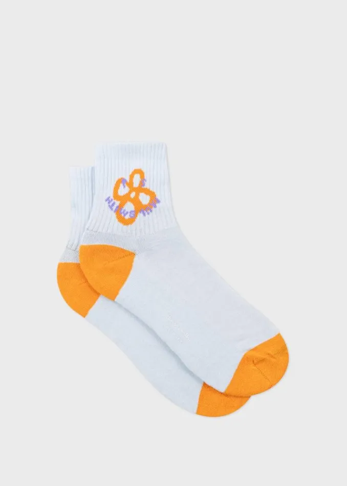 Womens Paul Smith Socks Blue 039Happy039 Flower Socks