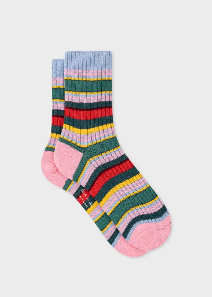 Womens Paul Smith Socks CottonBlend Stripe Socks