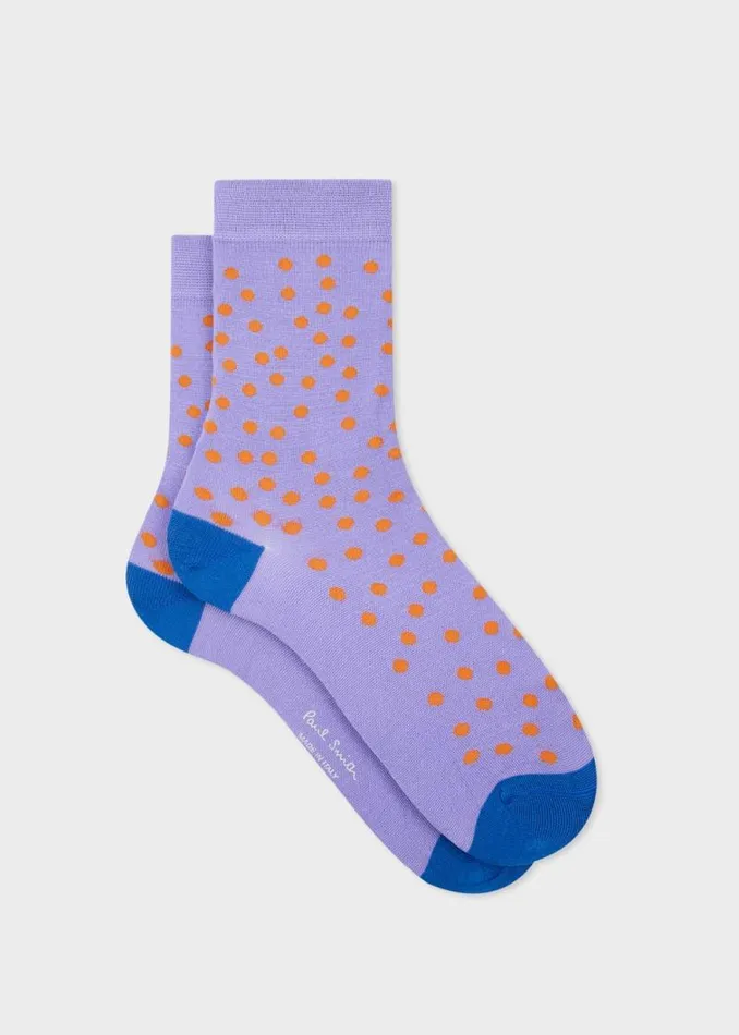 Womens Paul Smith Socks Lilac SilkBlend Polka Dot Socks