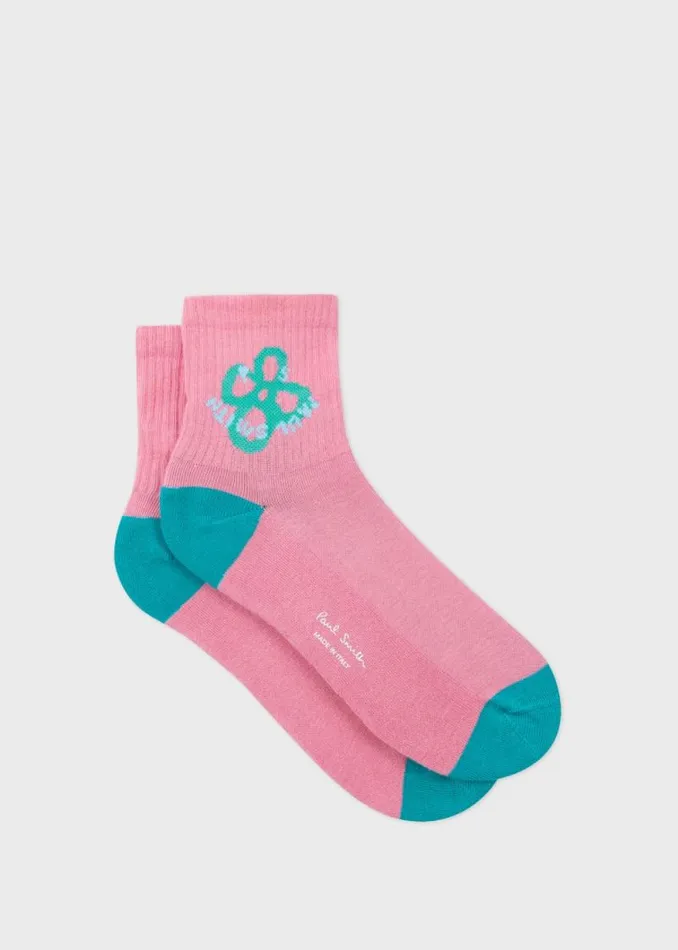 Womens Paul Smith Socks Pink 039Happy039 Flower Socks