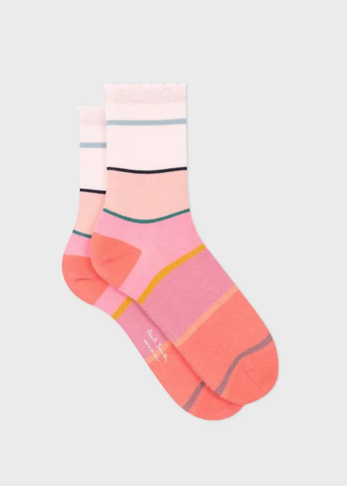 Womens Paul Smith Socks Pink Stripe Frill Socks