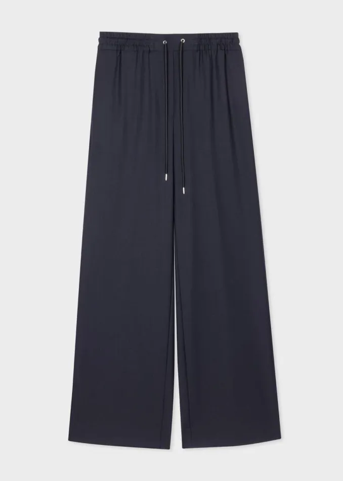 Womens Paul Smith Suits A Suit To Travel In 8211 Navy Drawstring Wide Leg Pants Womens Paul Smith Suits A Suit To Travel In 8211 Navy Drawstring Wide Leg Pants