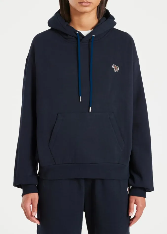 Womens Paul Smith Sweatshirts and Hoodies Navy Cotton Zebra Logo Hoodie