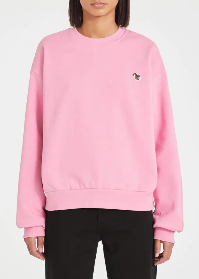 Womens Paul Smith Sweatshirts and Hoodies Pink Zebra Logo Cotton Sweatshirt