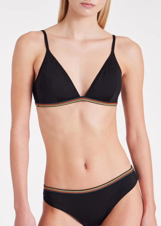 Womens Paul Smith Swimwear Black 039Signature Stripe039 Bikini Top