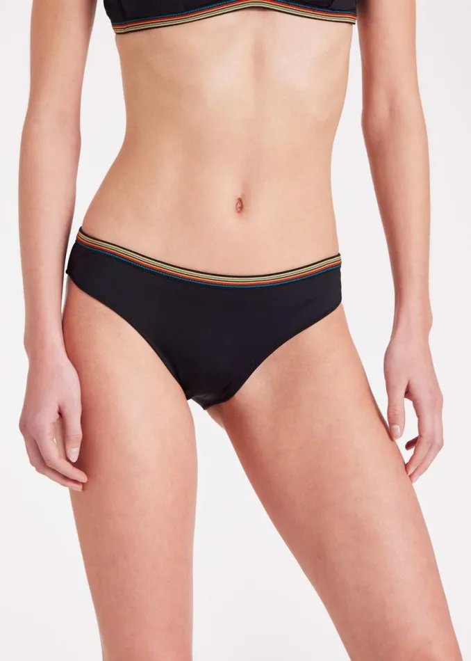 Womens Paul Smith Swimwear Black 039Signature Stripe039 Trim Bikini Bottom